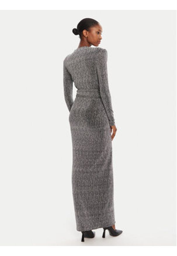 SIMONA CORSELLINI - Simona Corsellini Sukienka wieczorowa A25CEAB10201 Srebrny Slim Fit. Kolor: srebrny. Materiał: syntetyk. Styl: wizytowy