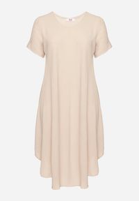 Born2be - Beżowa Rozkloszowana Sukienka z Bawełną Elzedia. Okazja: na co dzień. Kolor: beżowy. Materiał: bawełna. Typ sukienki: rozkloszowane. Styl: casual, elegancki #5