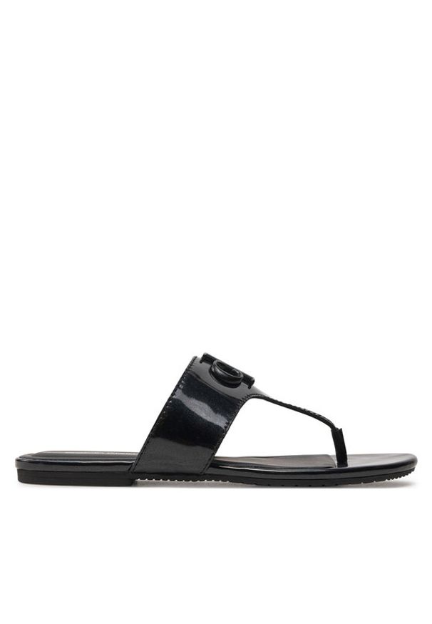 Calvin Klein Jeans Japonki Flat Sandal Slide Toepost Mg Met YW0YW01342 Czarny. Kolor: czarny. Materiał: skóra