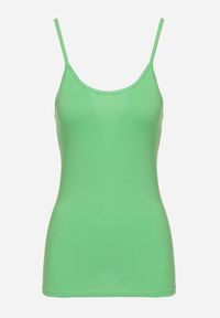 Born2be - Zielony Tank Top z Bawełny na Cienkich Ramiączkach z Regulacją Dimhina. Okazja: na co dzień. Kolor: zielony. Materiał: bawełna. Długość rękawa: na ramiączkach. Styl: klasyczny, casual #7