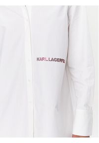 Karl Lagerfeld - KARL LAGERFELD Sukienka koszulowa Ikonik 235W1600 Biały Regular Fit. Typ kołnierza: dekolt w karo. Kolor: biały. Materiał: bawełna. Typ sukienki: koszulowe