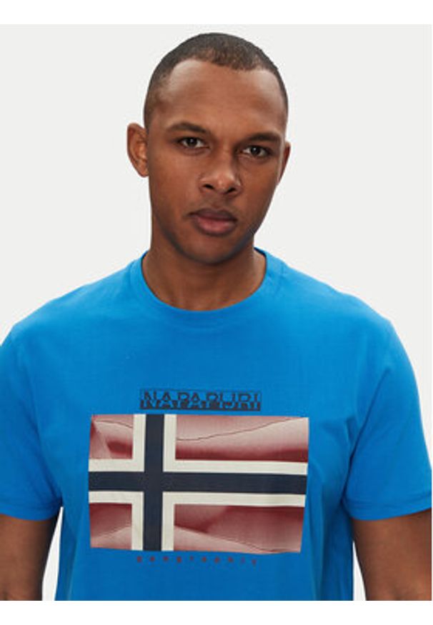 Napapijri T-Shirt S-Lari NP0A4IE5B2W1 Niebieski Regular Fit. Kolor: niebieski. Materiał: bawełna
