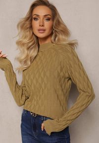 Renee - Jasnozielony Golf o Klasycznym Fasonie Anofra. Typ kołnierza: golf. Kolor: zielony. Styl: klasyczny