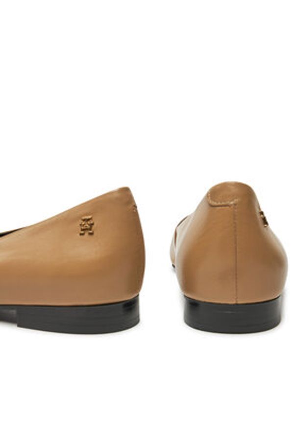 TOMMY HILFIGER - Tommy Hilfiger Baleriny Th Pointy Ballerina FW0FW08291 Khaki. Kolor: brązowy. Materiał: skóra