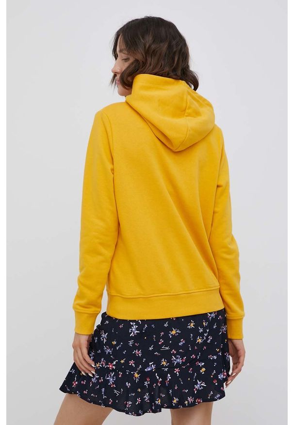 Tommy Jeans Bluza damska kolor żółty z kapturem z nadrukiem. Typ kołnierza: kaptur. Kolor: żółty. Materiał: materiał, bawełna. Długość rękawa: długi rękaw. Długość: długie. Wzór: nadruk