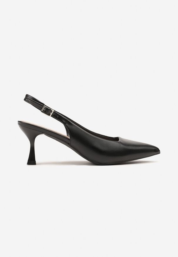 Renee - Czarne Sandały w Stylu Sling-Back na Szpilce ze Sprzączką Selirna. Zapięcie: sprzączka. Kolor: czarny. Obcas: na szpilce. Styl: klasyczny