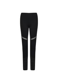 TOMBO - Legging z wkładkami dla kobiet Tombo. Kolor: czarny. Materiał: tiul, materiał