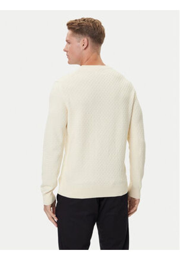 GANT - Gant Sweter 8030261 Beżowy Regular Fit. Kolor: beżowy. Materiał: bawełna