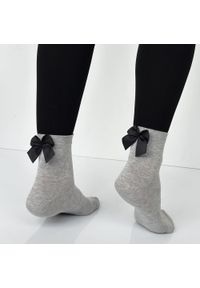 Milena - Skarpetki damskie z kokardą rypsową 742 j.melanż. Materiał: bawełna, elastan, poliamid, materiał. Wzór: melanż