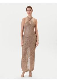 Guess Sukienka dzianinowa W5YK48 Z37G0 Beżowy Slim Fit. Kolor: beżowy. Materiał: syntetyk