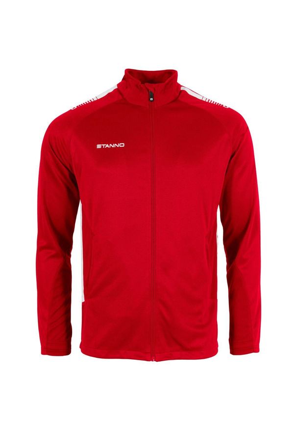 STANNO - Bluza dresowa z pełnym zamkiem błyskawicznym Stanno First. Kolor: wielokolorowy, biały, czerwony. Materiał: dresówka