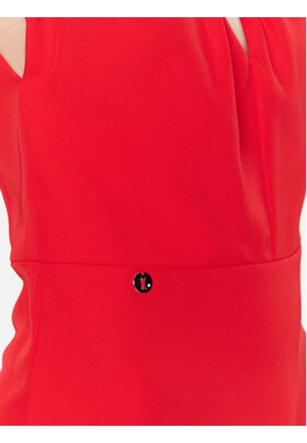 Kontatto Sukienka koktajlowa NO1006 Czerwony Slim Fit. Kolor: czerwony. Materiał: syntetyk. Styl: wizytowy