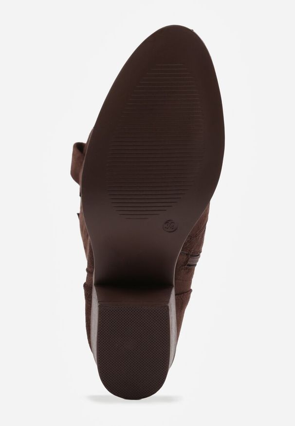 Born2be - Brązowe Ażurowe Botki na Obcasie w Stylu Kowbojek Lissemi. Okazja: na co dzień. Kolor: brązowy. Materiał: jeans, skóra. Wzór: ażurowy. Sezon: wiosna, jesień. Obcas: na obcasie. Styl: casual, elegancki. Wysokość obcasa: średni