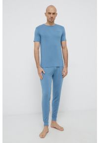 Ted Baker Spodnie piżamowe męskie gładka. Kolor: niebieski. Materiał: dzianina. Wzór: gładki #3