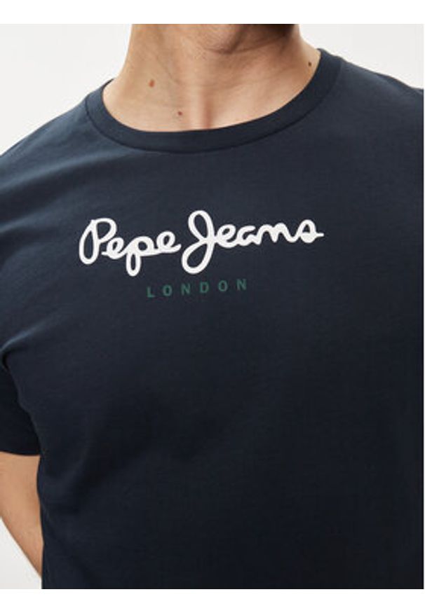 Pepe Jeans T-Shirt Eggo N PM508208 Granatowy Regular Fit. Kolor: niebieski. Materiał: bawełna
