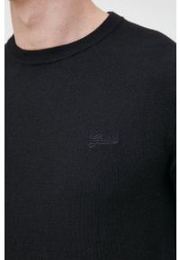 Guess sweter z domieszką wełny męski kolor czarny lekki. Kolor: czarny. Materiał: wełna. Długość rękawa: długi rękaw. Długość: długie