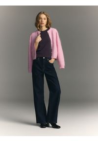 Reserved - Top z lyocellem - ciemnofioletowy. Kolor: fioletowy. Materiał: dzianina