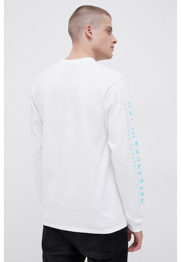 HUF - Longsleeve bawełniany. Okazja: na co dzień. Kolor: biały. Materiał: bawełna. Długość rękawa: długi rękaw. Wzór: nadruk. Styl: casual