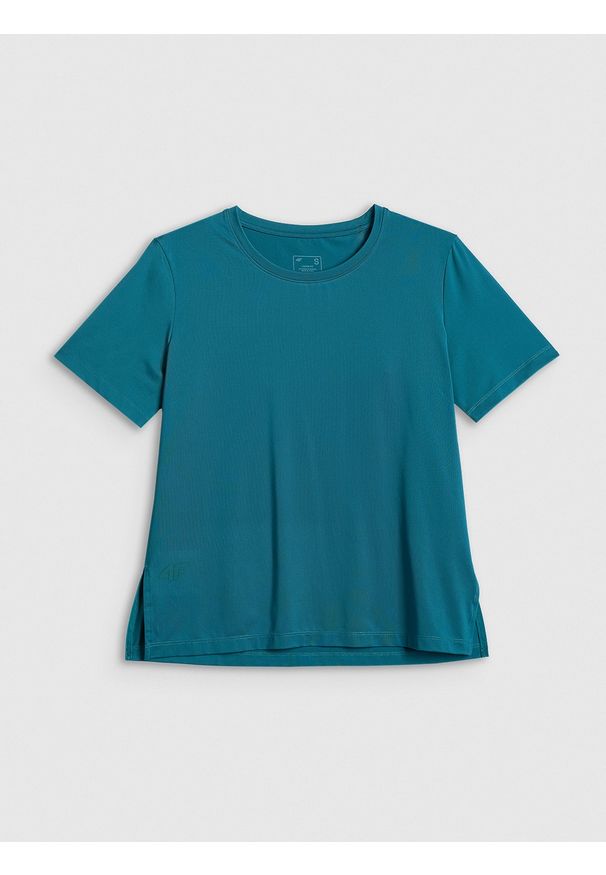 4f - 4F Koszulka treningowa loose szybkoschnąca damska - turkusowa L. Kolor: turkusowy. Sport: fitness