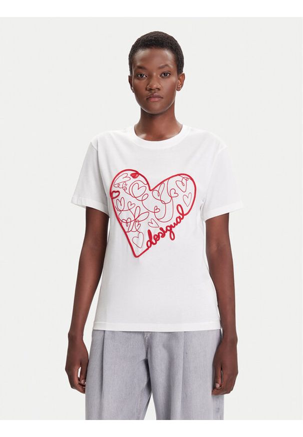 Desigual T-Shirt Roma 25WWTK50 Biały Regular Fit. Kolor: biały. Materiał: bawełna