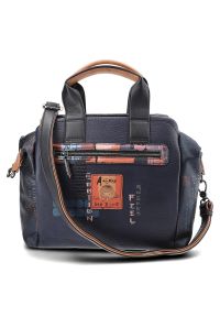 Granatowa Torebka Damska Glamour Kuferek Anekke. Kolor: niebieski. Wzór: kolorowy. Materiał: skórzane. Styl: glamour #7