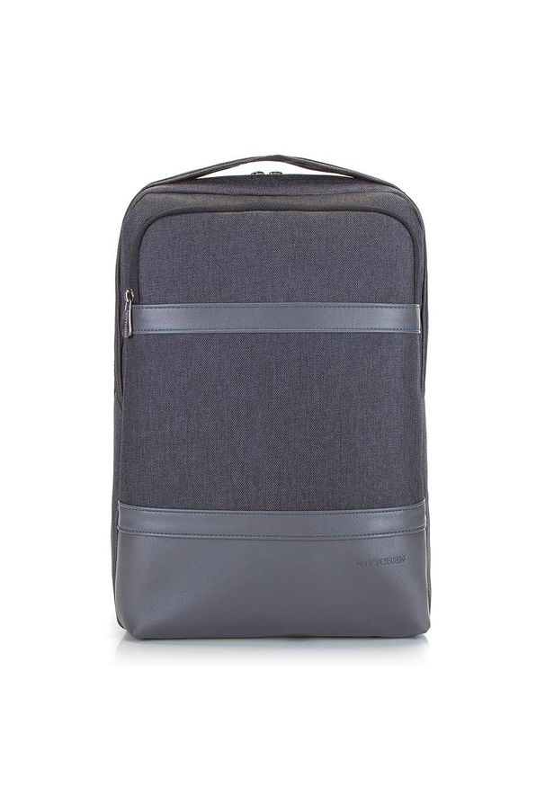 Wittchen - Męski plecak na laptopa 13/14” z panelem z ekoskóry. Kolor: szary. Materiał: poliester. Wzór: aplikacja. Styl: klasyczny, elegancki, casual