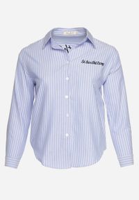 Born2be - Jasnoniebieska Koszula w Paski Zdobiona Haftem Denelle. Okazja: do pracy, na co dzień, na spotkanie biznesowe. Typ kołnierza: kołnierzyk klasyczny. Kolor: niebieski. Materiał: jeans. Długość rękawa: długi rękaw. Długość: długie. Wzór: haft, aplikacja, paski. Styl: casual, klasyczny, biznesowy #3