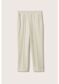 mango - Mango spodnie Maxime2 damskie kolor beżowy. Stan: podwyższony. Kolor: beżowy. Materiał: włókno #4
