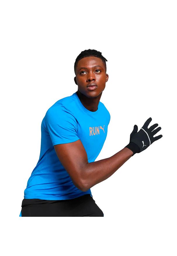 Męska Koszulka Puma Run Z Grafiką Puma Dorosłych. Kolor: niebieski. Materiał: bawełna, poliester. Sport: bieganie
