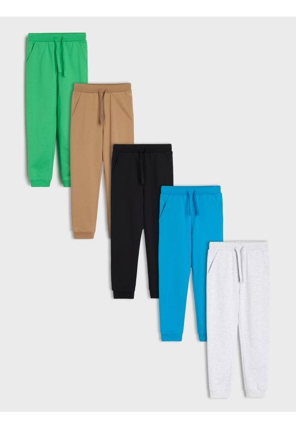 Sinsay - Spodnie dresowe jogger 5 pack - szary. Kolor: szary. Materiał: dresówka