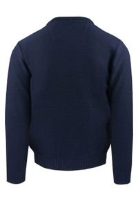 Sweter dla Mężczyzny - Lasota - Okrągły Dekolt, Granat. Kolor: niebieski. Materiał: wełna, akryl. Sezon: zima, jesień #3