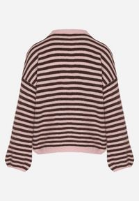 Born2be - Różowy Sweter Oversize w Paski z Dodatkiem Wełny i Wiskozy Tianalla. Kolor: różowy. Materiał: wiskoza, wełna. Wzór: paski. Styl: elegancki #6