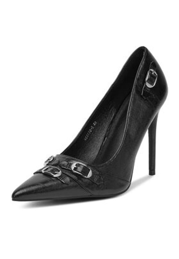 DeeZee Szpilki Q93079-2 Czarny. Kolor: czarny. Materiał: skóra. Obcas: na szpilce