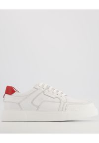 Venezia - SNEAKERSY MĘSKIE 7141 WHITE-RED. Materiał: syntetyk, skóra