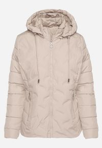 Born2be - Ciemnobeżowa Przejściowa Kurtka z Pikowanymi Przeszyciami i Odpinanym Kapturem Olunea. Okazja: na co dzień, na spacer. Kolor: beżowy. Materiał: poliester, jeans. Styl: casual, elegancki #4