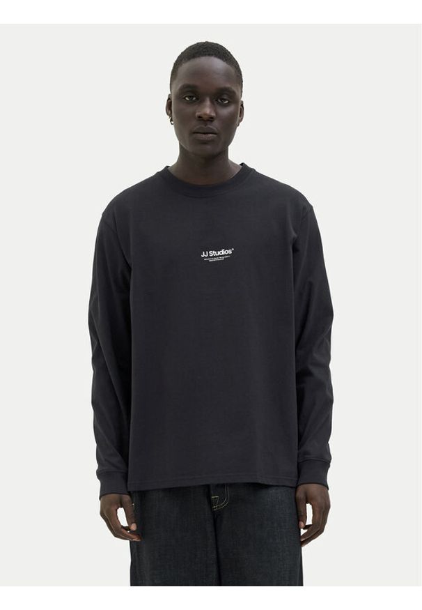 Jack & Jones - Jack&Jones Longsleeve Soho 12278788 Czarny Relaxed Fit. Kolor: czarny. Materiał: bawełna. Długość rękawa: długi rękaw
