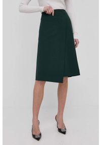 BOSS - Boss spódnica kolor zielony midi ołówkowa. Kolor: zielony. Materiał: poliester, wiskoza, materiał, tkanina #1