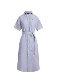 Polo Ralph Lauren Sukienka koszulowa 211965843002 Niebieski Regular Fit. Typ kołnierza: polo. Kolor: niebieski. Materiał: len. Typ sukienki: koszulowe