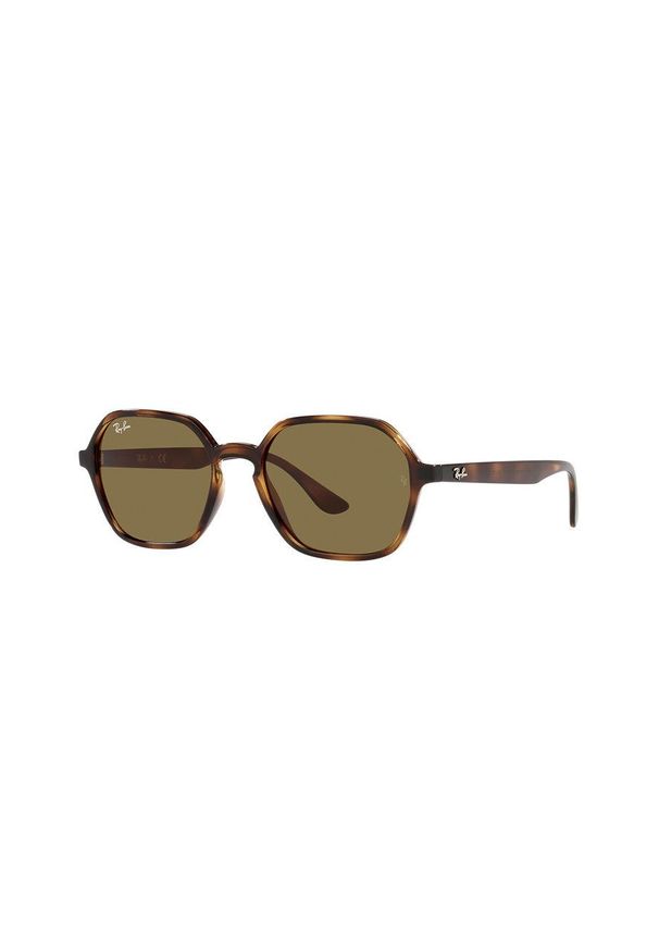 Ray-Ban - Okulary przeciwsłoneczne. Kształt: owalne. Kolor: brązowy