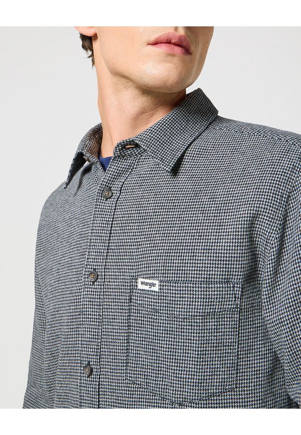 Wrangler - WRANGLER MESKA KOSZULA 1 PKT FLANNEL SHIRT GREY BLACK 112357253 W564008853