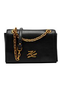 Karl Lagerfeld - KARL LAGERFELD Czarna skórzana listonoszka Autograph. Kolor: czarny. Materiał: skórzane. Styl: casual, elegancki #6