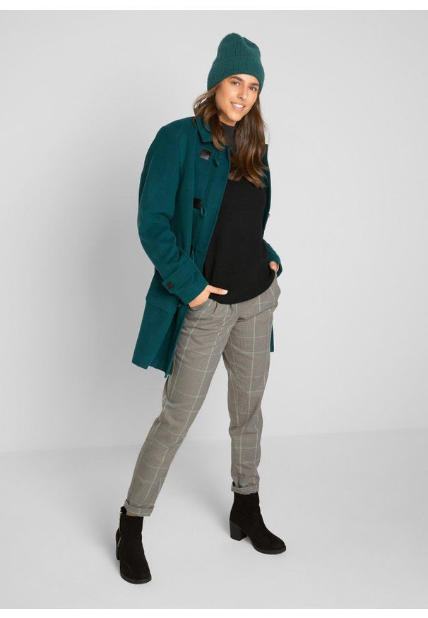 bonprix - Cienki sweter. Typ kołnierza: kołnierzyk stójkowy, golf. Kolor: czarny. Materiał: bawełna. Wzór: gładki, ze splotem