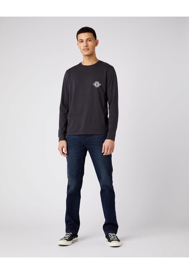 Wrangler - WRANGLER LS BIKER TEE MĘSKA KOSZULKA Z DŁUGIM RĘKAWEM FADED BLACK W7K5D3XV6 112141569. Długość rękawa: długi rękaw. Długość: długie