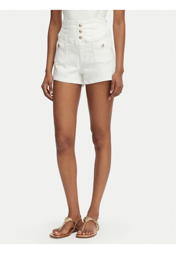 Guess Szorty jeansowe W6GD57 D0853 Biały Regular Fit. Kolor: biały. Materiał: bawełna