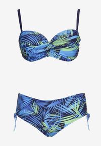Born2be - Granatowy Dwuczęściowy Komplet Bikini Biustonosz z Usztywnieniem Majtki Typu Figi Roseria. Kolor: niebieski