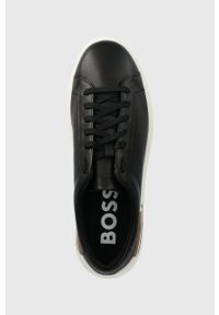 BOSS sneakersy skórzane Clint kolor czarny 50502885. Nosek buta: okrągły. Zapięcie: sznurówki. Kolor: czarny. Materiał: materiał #2