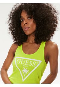 Guess Sukienka letnia E3GP03 JA914 Zielony Regular Fit. Okazja: na plażę. Kolor: zielony. Materiał: bawełna. Sezon: lato #4