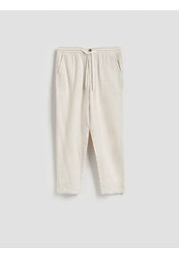 Reserved - Spodnie carrot z lnem - kremowy. Kolor: kremowy. Materiał: len #1