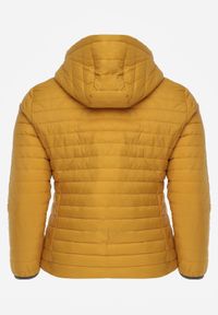 Born2be - Żółta Przejściowa Kurtka Dwustronna z Pikowaniem i Kapturem Azirane. Okazja: na co dzień. Typ kołnierza: kaptur. Kolekcja: plus size. Kolor: żółty. Materiał: jeans. Styl: casual, elegancki #6