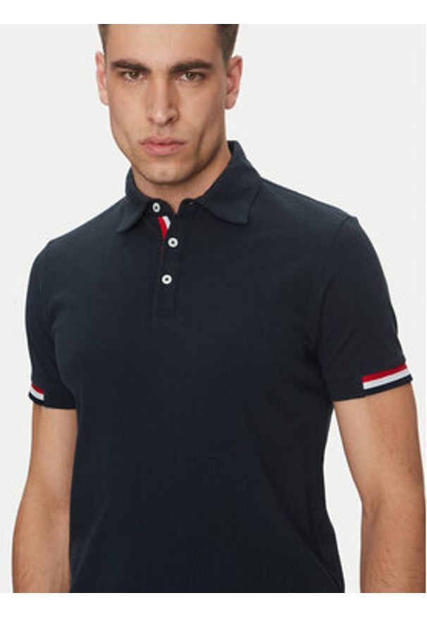 Geox Polo M5510L T3240 F1624 Granatowy Regular Fit. Typ kołnierza: polo. Kolor: niebieski. Materiał: bawełna